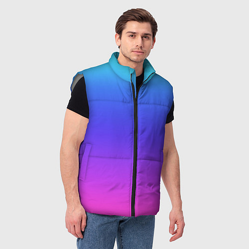 Мужской жилет Градиент закат сине-розовый / 3D-Светло-серый – фото 3
