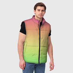 Мужской жилет Градиент заря розово-зелёный, цвет: 3D-черный — фото 2