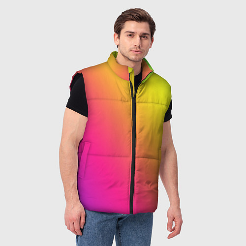 Мужской жилет Градиент зелёно-фиолетовый насыщенный / 3D-Черный – фото 3