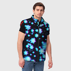 Мужской жилет Неоновые снежинки глитч, цвет: 3D-красный — фото 2