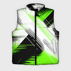 Мужской жилет Диагональные бело-зелёные линии на чёрном фоне, цвет: 3D-светло-серый