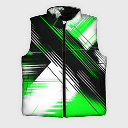 Мужской жилет Диагональные зелёно-чёрные линии на белом фоне, цвет: 3D-черный