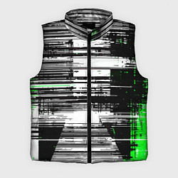 Мужской жилет Горизонтальные чёрные линии на бело-зелёном фоне, цвет: 3D-светло-серый