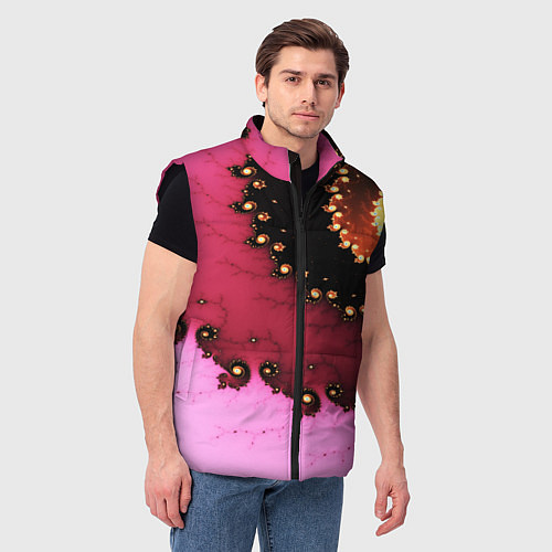 Мужской жилет Фрактал узор розовый / 3D-Черный – фото 3