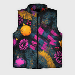 Мужской жилет Новый год - фиолетовая краска, цвет: 3D-красный