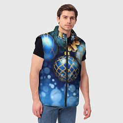 Мужской жилет Синие новогодние шары, цвет: 3D-черный — фото 2