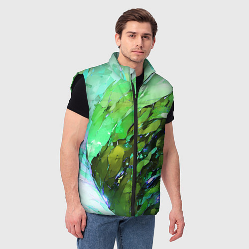 Мужской жилет Зелёная абстракция / 3D-Черный – фото 3