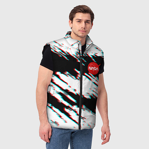 Мужской жилет Nasa glitch color / 3D-Черный – фото 3