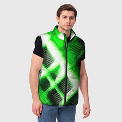 Мужской жилет Зелёная сеть на чёрном фоне, цвет: 3D-черный — фото 2