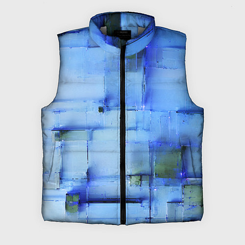 Мужской жилет Чёрные пятна на синем фоне абстракция / 3D-Светло-серый – фото 1