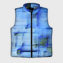 Мужской жилет Чёрные пятна на синем фоне абстракция, цвет: 3D-светло-серый