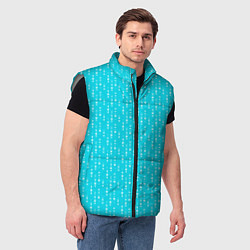Мужской жилет Неоновый голубой паттерн со звёздочками, цвет: 3D-светло-серый — фото 2