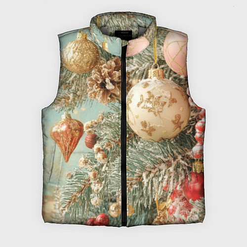Мужской жилет Елочные новогодние игрушки / 3D-Светло-серый – фото 1