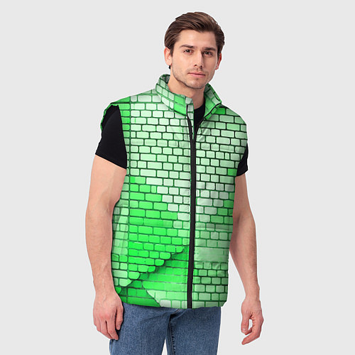 Мужской жилет Зелёные кирпичики / 3D-Черный – фото 3