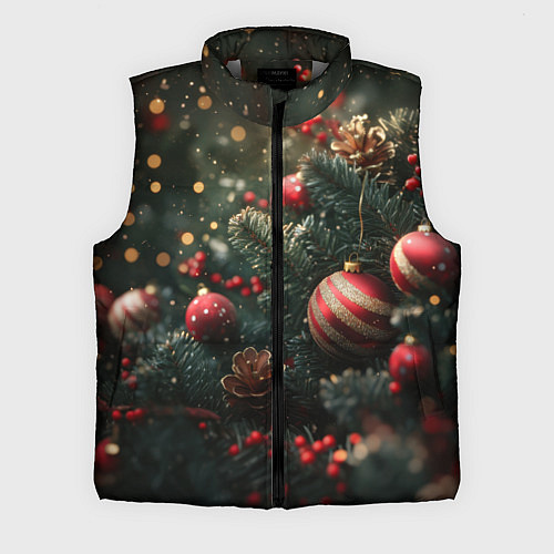 Мужской жилет Новый год - шарики / 3D-Светло-серый – фото 1