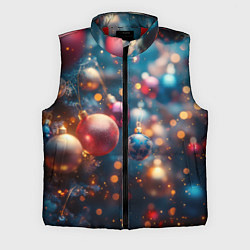 Мужской жилет Красные и синие шары на фоне елки, цвет: 3D-красный