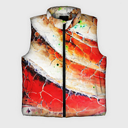 Мужской жилет Красно-белая волнистая абстракция, цвет: 3D-светло-серый