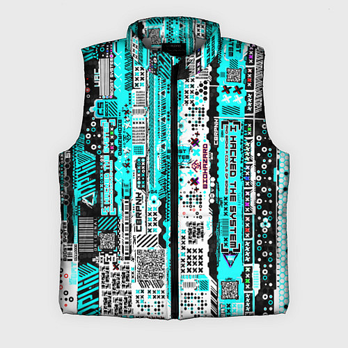 Мужской жилет Киберпанк паттерн голубой / 3D-Светло-серый – фото 1