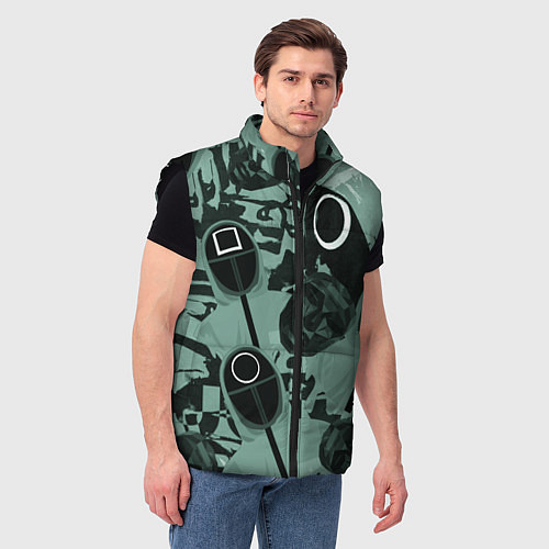Мужской жилет Игра в кальмара маска ведущего и стражников / 3D-Черный – фото 3