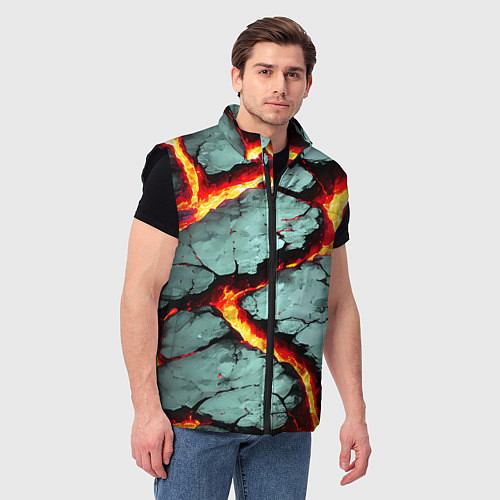 Мужской жилет Треснувший камень жёлтый / 3D-Черный – фото 3