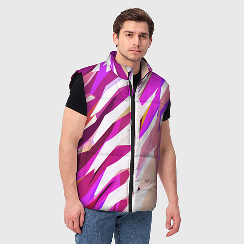 Мужской жилет Бело-розовая абстракция / 3D-Черный – фото 3