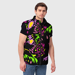 Мужской жилет Яркие абстрактные круги-зигзаги, цвет: 3D-черный — фото 2
