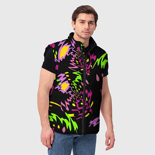 Мужской жилет Яркие абстрактные круги-зигзаги / 3D-Черный – фото 3