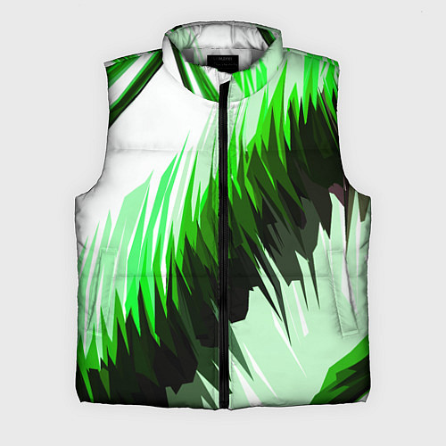 Мужской жилет Чёрно-зелёные острые полосы на белом фоне / 3D-Светло-серый – фото 1