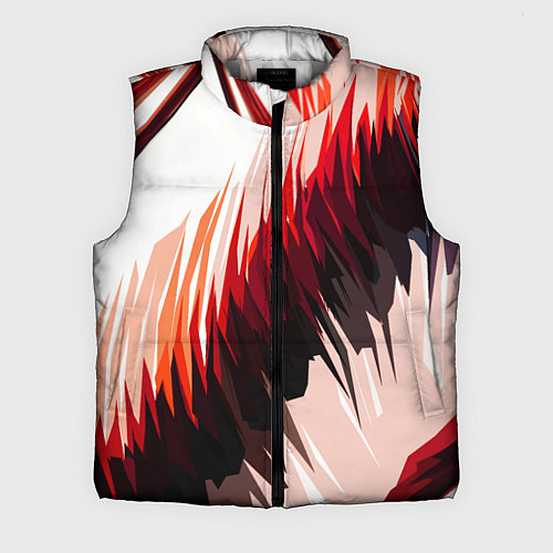 Мужской жилет Чёрно-красные острые полосы на белом фоне / 3D-Светло-серый – фото 1