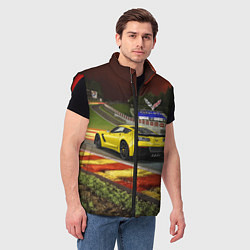 Мужской жилет Chevrolet Corvette на гоночной трассе, цвет: 3D-красный — фото 2
