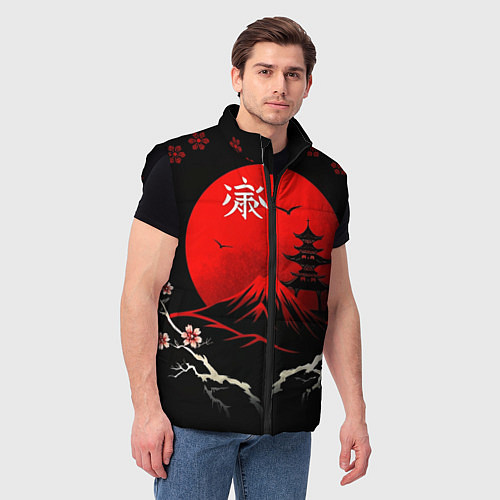 Мужской жилет Japan red black nature / 3D-Черный – фото 3