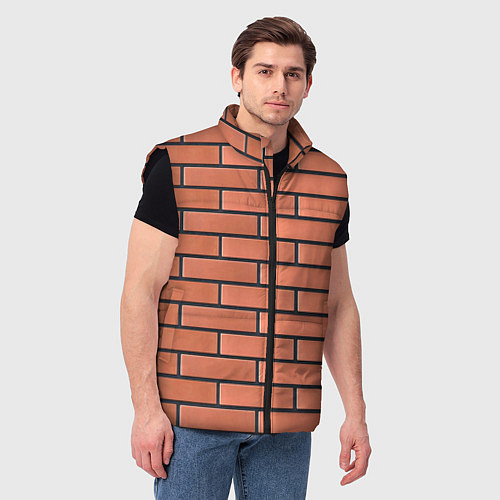 Мужской жилет Кирпичная кладка строителя от Бога / 3D-Черный – фото 3