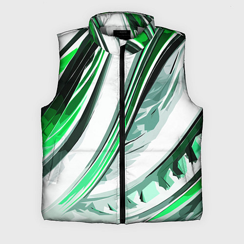 Мужской жилет Волнистая бело-зелёная абстракция / 3D-Светло-серый – фото 1