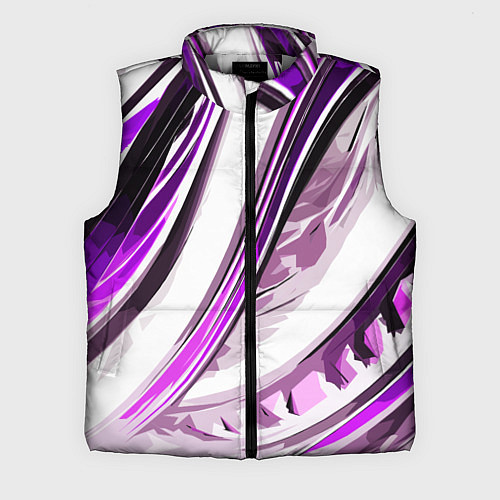 Мужской жилет Волнистая бело-фиолетовая абстракция / 3D-Светло-серый – фото 1