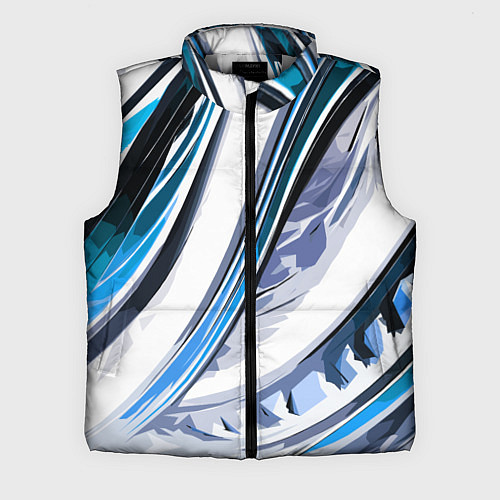 Мужской жилет Волнистая бело-синяя абстракция / 3D-Светло-серый – фото 1