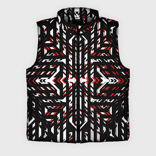 Мужской жилет Чёрно-красные диагональные полосы на белом фоне / 3D-Светло-серый – фото 1