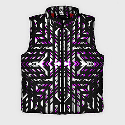Мужской жилет Чёрно-фиолетовые диагональные полосы на белом фоне, цвет: 3D-красный