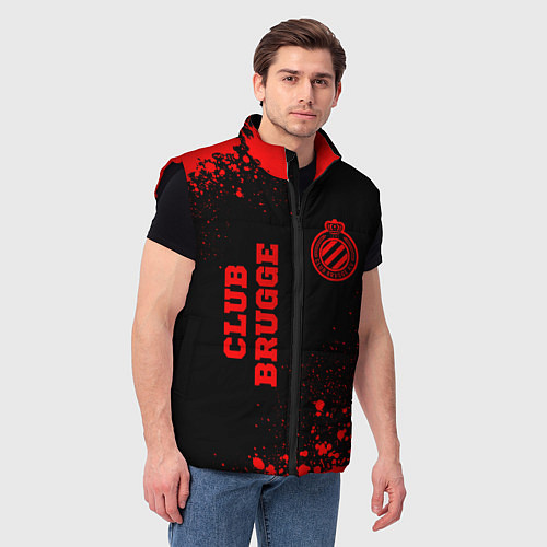 Мужской жилет Club Brugge - red gradient вертикально / 3D-Черный – фото 3