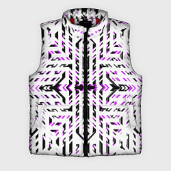 Мужской жилет Чёрно-фиолетовые диагональные полосы на белом фоне, цвет: 3D-красный