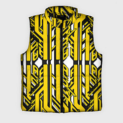 Мужской жилет Чёрно-жёлтые техно полосы на белом фоне, цвет: 3D-черный