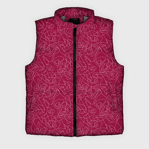 Мужской жилет Белые абстрактные каракули на красном / 3D-Светло-серый – фото 1