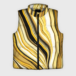 Мужской жилет Волнистые вертикальные чёрно-жёлтые полосы, цвет: 3D-светло-серый