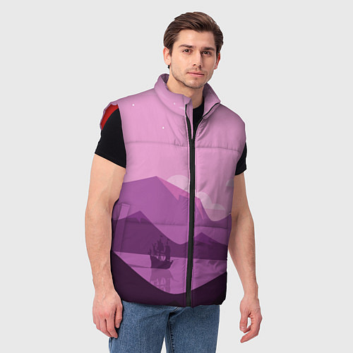 Мужской жилет Горное озеро / 3D-Красный – фото 3