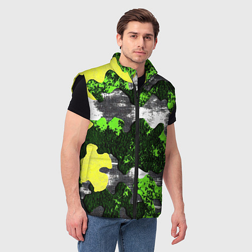 Мужской жилет Камуфляж из брызг краски / 3D-Черный – фото 3