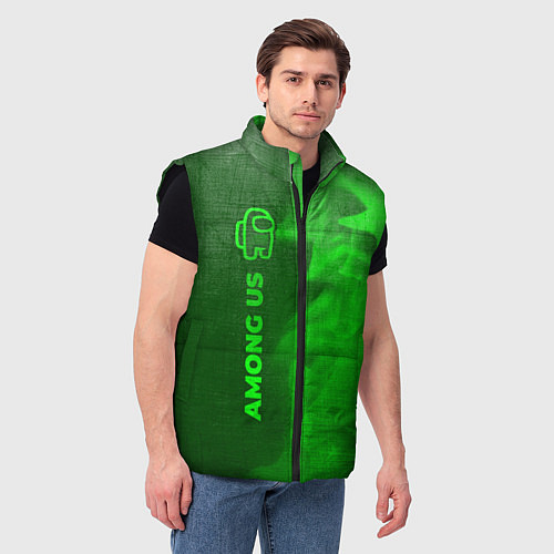 Мужской жилет Among Us - green gradient по-вертикали / 3D-Черный – фото 3