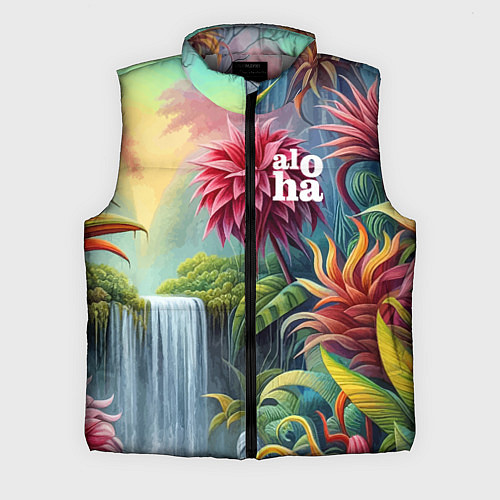 Мужской жилет Гавайские тропические цветы - алоха / 3D-Светло-серый – фото 1