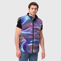Мужской жилет Волны космические, цвет: 3D-светло-серый — фото 2