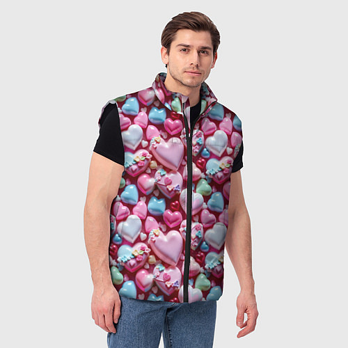 Мужской жилет Карамельные сердечки / 3D-Черный – фото 3