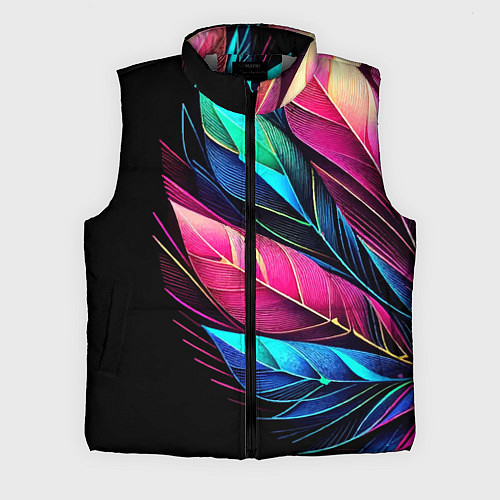 Мужской жилет Букет из цветных перьев - неон / 3D-Светло-серый – фото 1