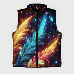 Мужской жилет Неоновые разноцветные перья, цвет: 3D-красный
